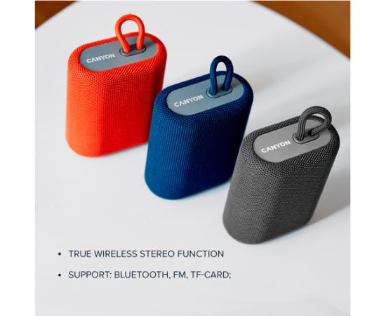 CANYON BSP-4, Bluetooth Speaker, BT V5.0, BLUETRUM AB5365A, TF card support, Type-C USB port, 1200mAh polymer battery, Yellow, cable length 0.42m, 114*93*51mm, 0.29kg