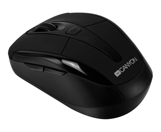 CANYON MSO-W6, 2.4GHz wireless optical mouse with 6 buttons, DPI 800/1200/1600, Black, 92*55*35mm, 0.054kg