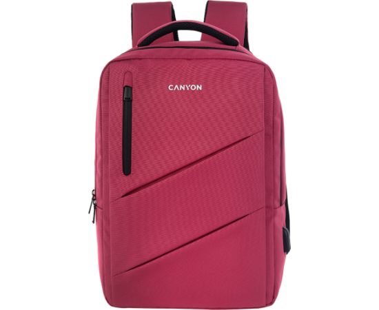 CANYON BPE-5, Laptop backpack for 15.6 inch, Product spec/size(mm): 400MM x300MM x 120MM(+60MM), Red, EXTERIOR materials:100% Polyester, Inner materials:100% Polyestermax weight (KGS): 12kgs