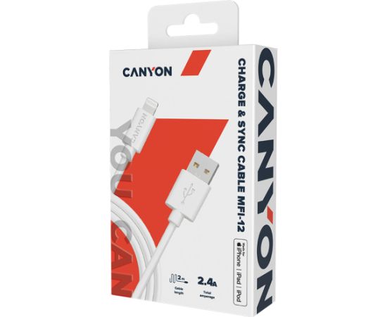 CANYON cable MFI-12 Type-C to Lightning 2m White