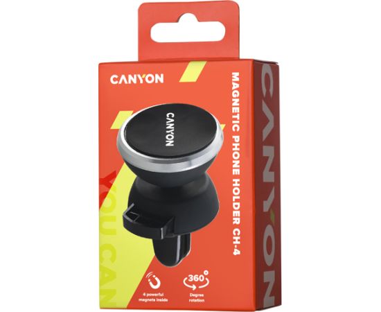 CANYON CH-4, Car Holder for Smartphones,magnetic suction function ,with 2 plates(rectangle/circle), black ,40*35*50mm 0.033kg