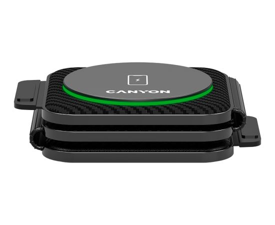 CANYON WS-305, Foldable 3in1 Wireless charger with case, touch button for Running water light, Input 9V/2A,  12V/1.5AOutput 15W/10W/7.5W/5W, Type c to USB-A cable length 1.2m, with charger QC 18W EU plug, Fold size: 97.8*72.4*25.2mm. Unfold size: 272