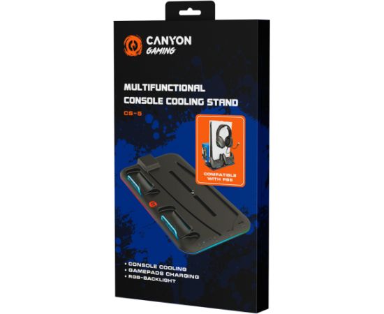 CANYON CS-5, PS5 Charger stand, with RGB light, 315*185*28mm, with 23CM+0.5cm cable, 475±10g, Black