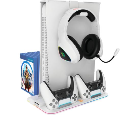 CANYON CS-5, PS5 Charger stand, with RGB light, 315*185*28mm, with 23CM+0.5cm cable, 475±10g, White