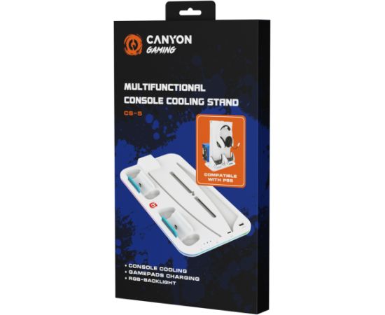 CANYON CS-5, PS5 Charger stand, with RGB light, 315*185*28mm, with 23CM+0.5cm cable, 475±10g, White