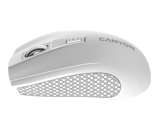 CANYON MW-7, 2.4Ghz wireless mouse, 6 buttons, DPI 800/1200/1600, with 1 AA battery ,size 110*60*37mm,58g,white