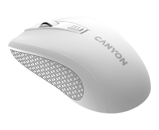 CANYON MW-7, 2.4Ghz wireless mouse, 6 buttons, DPI 800/1200/1600, with 1 AA battery ,size 110*60*37mm,58g,white