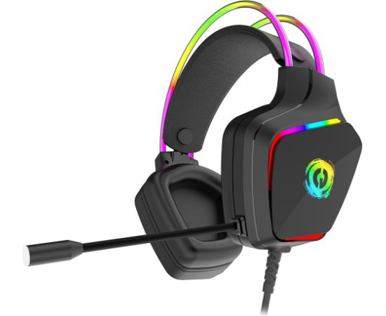 CANYON Darkless GH-9A, RGB gaming headset with Microphone, Microphone frequency response: 20HZ~20KHZ,  ABS+ PU leather, USB*1*3.5MM jack plug, 2.0M PVC cable, weight:280g, black