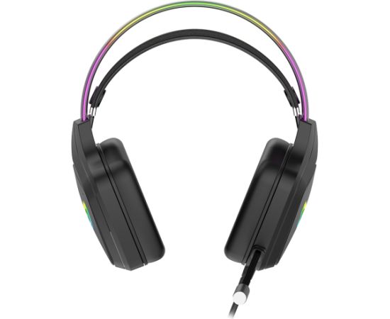 CANYON Darkless GH-9A, RGB gaming headset with Microphone, Microphone frequency response: 20HZ~20KHZ,  ABS+ PU leather, USB*1*3.5MM jack plug, 2.0M PVC cable, weight:280g, black