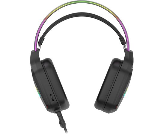 CANYON Darkless GH-9A, RGB gaming headset with Microphone, Microphone frequency response: 20HZ~20KHZ,  ABS+ PU leather, USB*1*3.5MM jack plug, 2.0M PVC cable, weight:280g, black