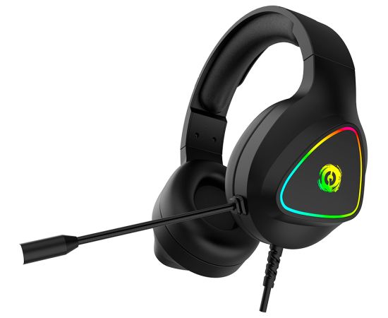 CANYON Shadder GH-6, RGB gaming headset with Microphone, Microphone frequency response: 20HZ~20KHZ,  ABS+ PU leather, USB*1*3.5MM jack plug, 2.0M PVC cable, weight: 300g, Black