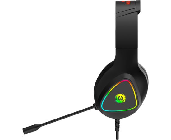 CANYON Shadder GH-6, RGB gaming headset with Microphone, Microphone frequency response: 20HZ~20KHZ,  ABS+ PU leather, USB*1*3.5MM jack plug, 2.0M PVC cable, weight: 300g, Black