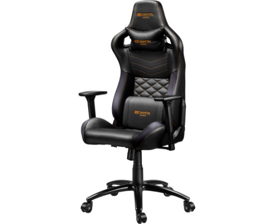 CANYON Nightfall GС-7, Gaming chair, PU leather, Cold molded foam, Metal Frame, Top gun mechanism, 90-160 dgree, 3D armrest, Class 4 gas lift, metal base ,60mm Nylon Castor, black and orange stitching