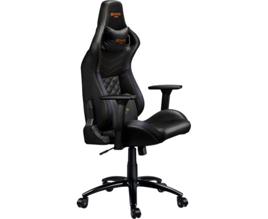 CANYON Nightfall GС-7, Gaming chair, PU leather, Cold molded foam, Metal Frame, Top gun mechanism, 90-160 dgree, 3D armrest, Class 4 gas lift, metal base ,60mm Nylon Castor, black and orange stitching