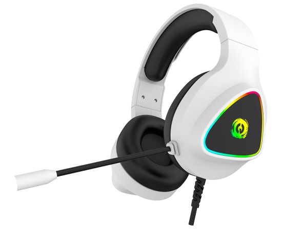 CANYON Shadder GH-6, RGB gaming headset with Microphone, Microphone frequency response: 20HZ~20KHZ,  ABS+ PU leather, USB*1*3.5MM jack plug, 2.0M PVC cable, weight: 300g, White