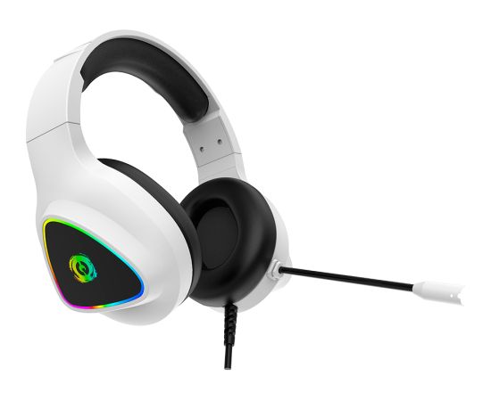 CANYON Shadder GH-6, RGB gaming headset with Microphone, Microphone frequency response: 20HZ~20KHZ,  ABS+ PU leather, USB*1*3.5MM jack plug, 2.0M PVC cable, weight: 300g, White