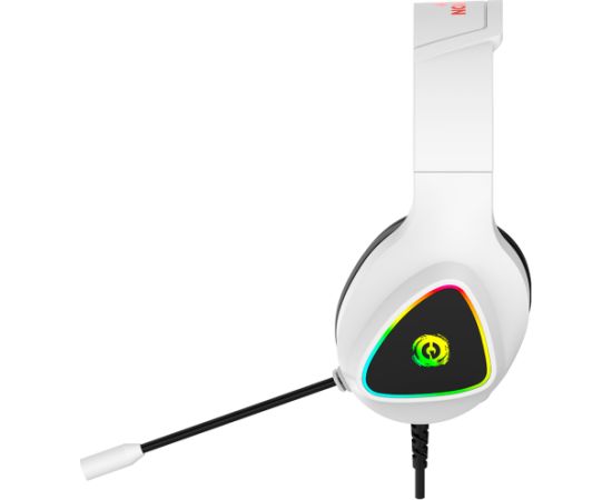 CANYON Shadder GH-6, RGB gaming headset with Microphone, Microphone frequency response: 20HZ~20KHZ,  ABS+ PU leather, USB*1*3.5MM jack plug, 2.0M PVC cable, weight: 300g, White