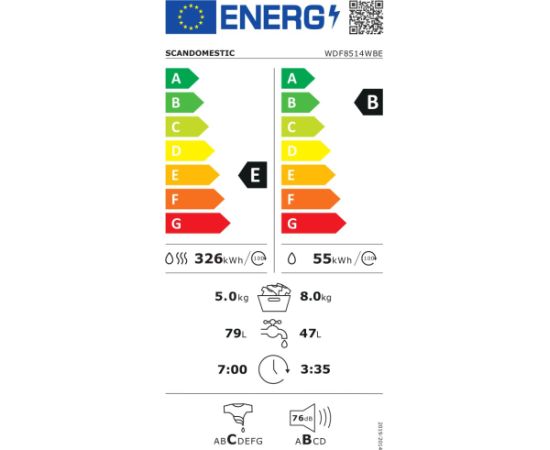 Washing dryer machine Scandomestic WDF8514WBE