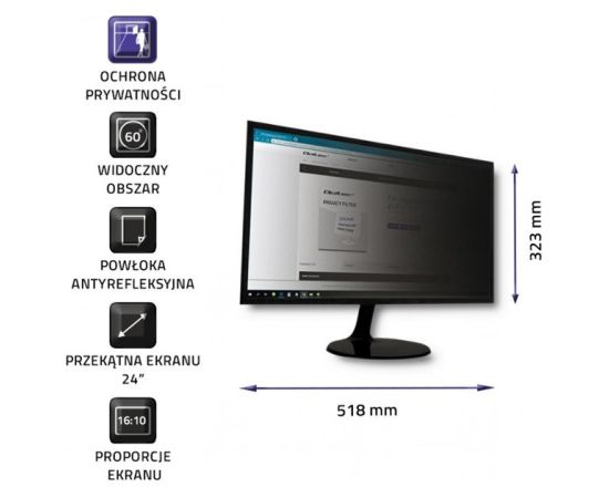 Qoltec 51061 Privacy filter 24" | 16:10