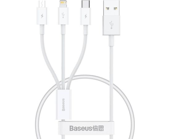 Quick Charge USB to M+L+C  Baseus Superior Data 3.5A 0,5m (White)