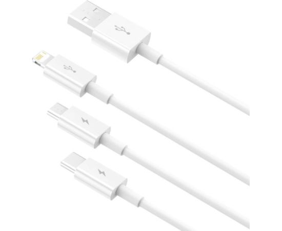 Quick Charge USB to M+L+C  Baseus Superior Data 3.5A 0,5m (White)