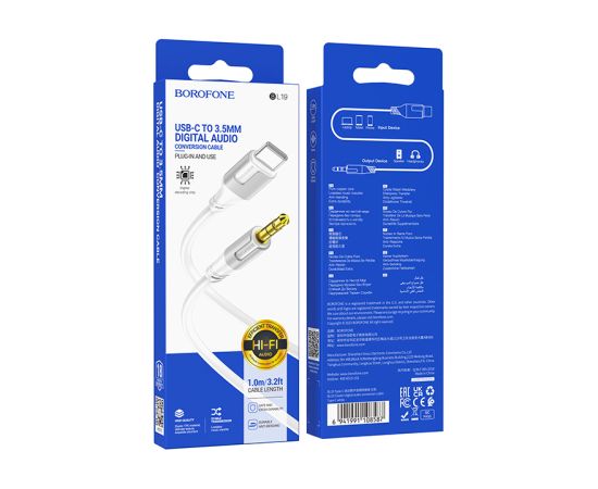 OEM Borofone Cable BL19 Creator - jack 3,5mm to Type C - 1 metre white