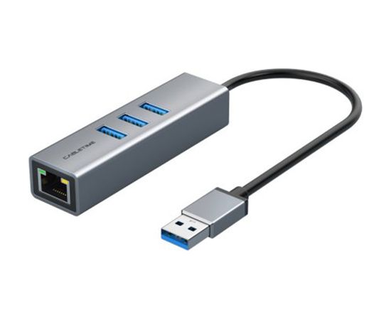 Extradigital Premium adapter USB 3.0  - USB 3.0 (3 Ports) + RJ45, 0.15m