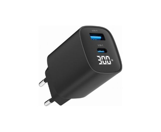 CHARGER USB 30W 2PORT/TA-UC-PDQC30LCD-BK-01 GEMBIRD