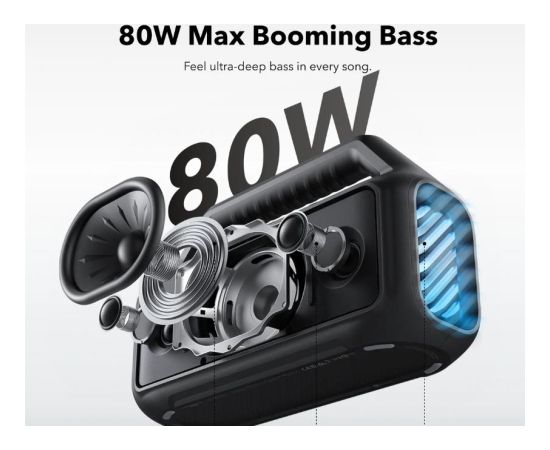Anker Portable Speaker SOUNDCORE Boom 2 Black Portable/Waterproof/Wireless P.M.P.O. 80 Watts Bluetooth A3138011