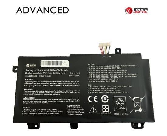 Extradigital Аккумулятор для ноутбука ASUS B31N1726, 3900mAh, Extra Digital Advanced