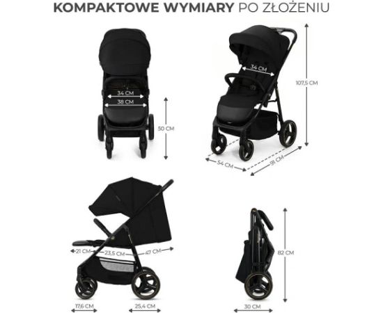 Kinderkraft wózek spacerowy TRIG 3 ONYX BLACK