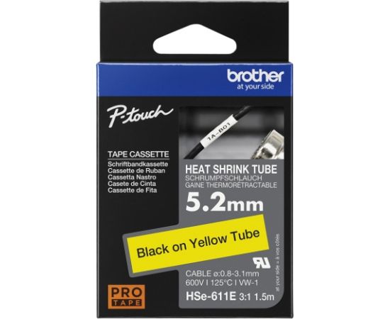 Brother Juostelė 5,2 mm juoda/geltona