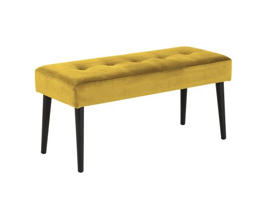 Скамейка GLORY 38x95xH45см, ткань: желтый, металлические ножки с порошковым покрытием, шероховатый матовый черный