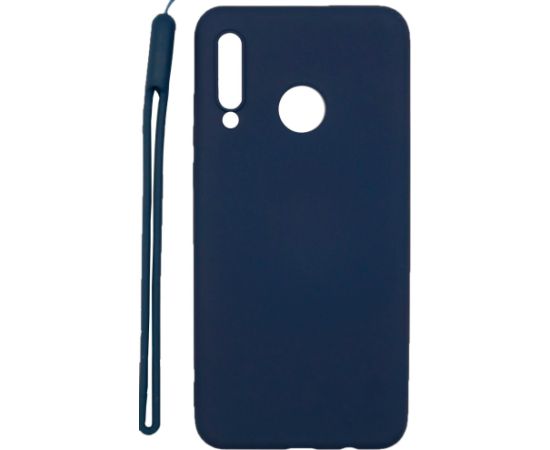 Evelatus Huawei  P30 Lite Soft Touch Silicone Case with Strap Dark Blue