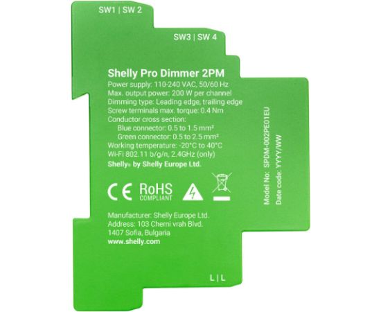 DIN Rail Smart Switch Shelly Pro Dimmer , 2 channels