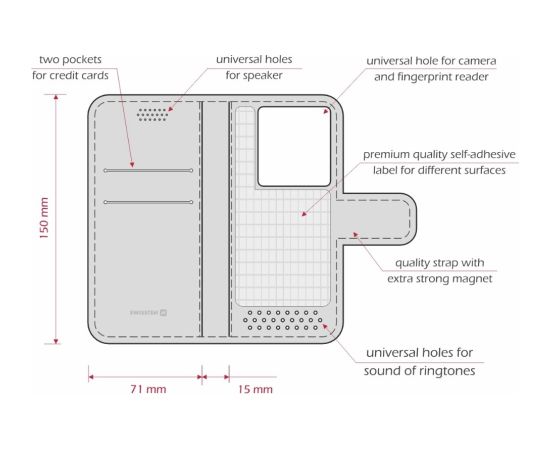 Swissten Libro XXL Universālais Grāmatveida Maks 170 x 83mm