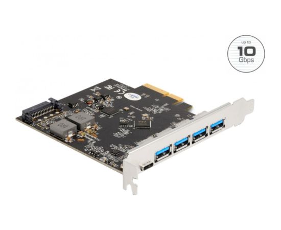 DeLOCK PCI Express x4 card for 1 x USB Type-C + 4 x USB Type-A, interface card