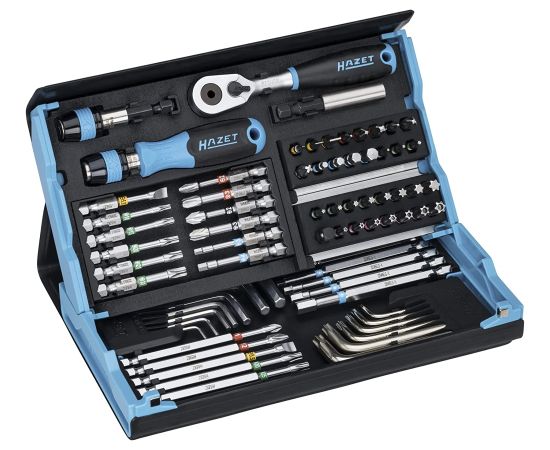 Hazet SmartCase bit set 2200SC-31, 73 pieces (black/blue, 1/4, with reversible ratchet)