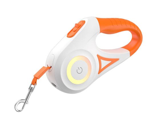 Rojeco Dog Automatic Leash LED 5 m (white and orange)