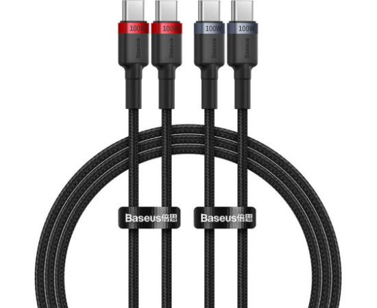Cable Baseus Cafule USB-C to USB-C 100W,1m, 2psc (Red Black, Grey Black)