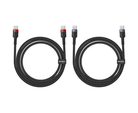 Cable Baseus Cafule USB-C to USB-C 100W,1m, 2psc (Red Black, Grey Black)
