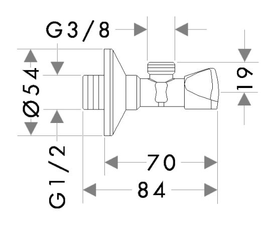 Hansgrohe E stūra ventīlis E 1/2x3/8x10mm, hroms - gab.