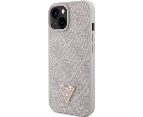 Guess PU Leather 4G Triangle Strass Case Aizsargapvalks Priekš iPhone 15