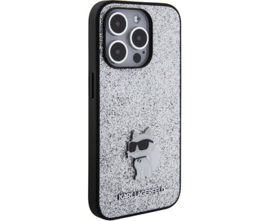 Karl Lagerfeld Fixed Glitter Choupette Logo Metal Pin Защитный Чехол для Apple iPhone 15 Pro Max