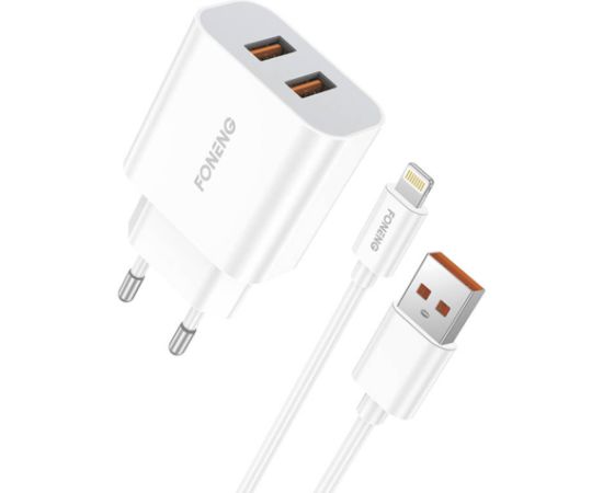 Fast charger Foneng 2x USB EU45 + USB Lightning cable