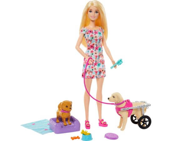 Lalka Barbie Mattel Lalka i piesek na wózku Zestaw (HTK37)
