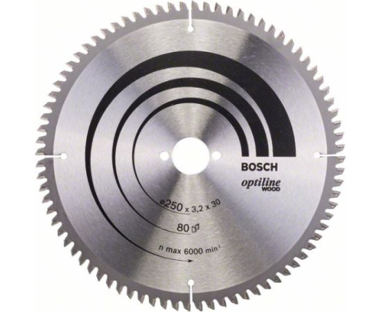 Griešanas disks kokam Bosch OPTILINE WOOD; 250x3,2x30,0 mm; Z80; -5°
