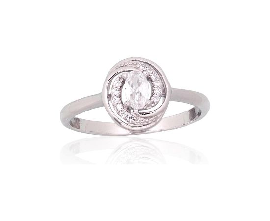 Серебряное кольцо #2101979(PRh-Gr)_CZ, Серебро 925°, родий (покрытие), Цирконы, Размер: 18, 1.9 гр.