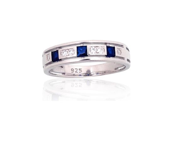 Серебряное кольцо #2101974(PRh-Gr)_CZ+CZ-B, Серебро 925°, родий (покрытие), Цирконы, Размер: 18, 2.3 гр.