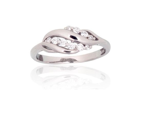 Серебряное кольцо #2101968(PRh-Gr)_CZ, Серебро 925°, родий (покрытие), Цирконы, Размер: 16.5, 2 гр.
